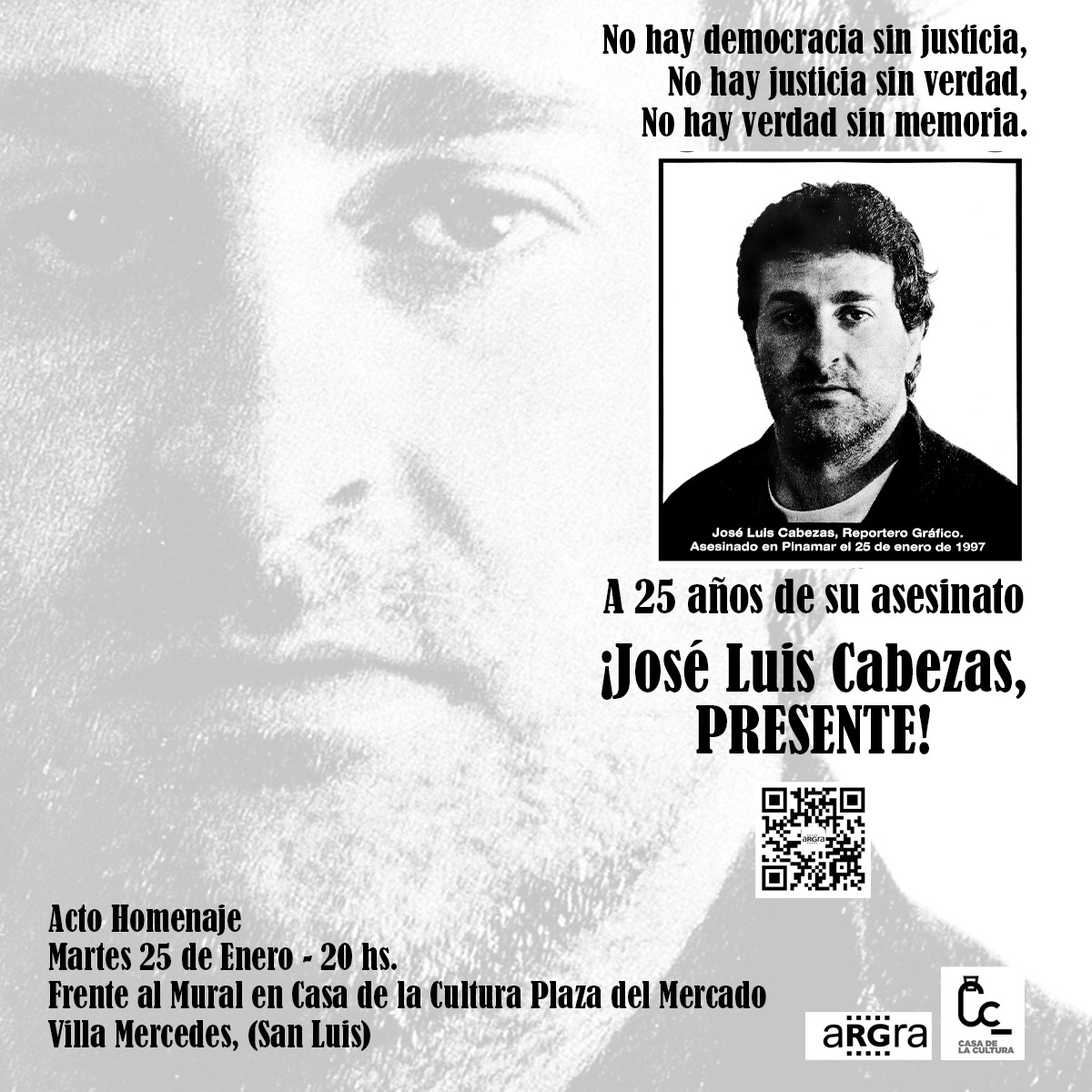 En memoria del periodista asesinado José Luis Cabezas en Argentina