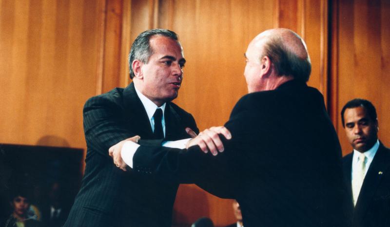 Manuel Rosales, der Präsidentschaftskandidat der Opposition 2006 (l.), gehörte zu den Unterstützern des Putsches Manuel Rosales und Pedro Carmona