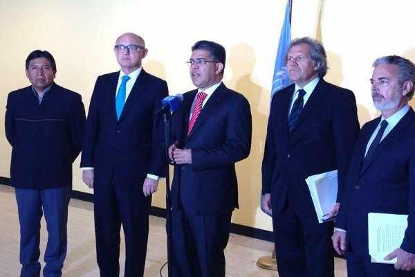 Die Mercosur-Außenminister vor ihrem Treffen mit UN- Generalsekretär Ban-Ki-Moon