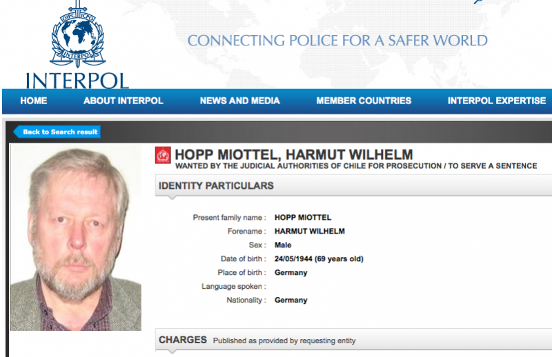 Fahndungsblatt von Hartmut Hopp bei Interpol