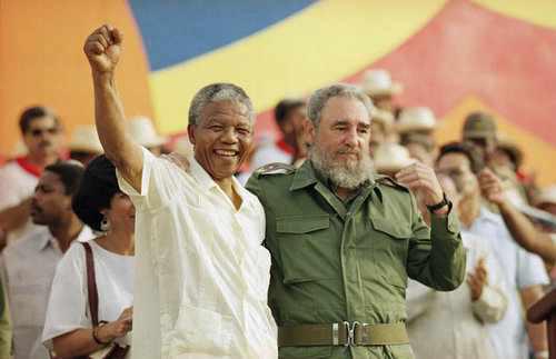 Nelson Mandela und Fidel Castro am 26. Juli 1991 in Matanzas, Kuba