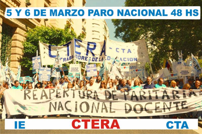 Plakat der Lehrergewerkschaft Ctera zum 48-Stunden-Streik am 5. und 6. März