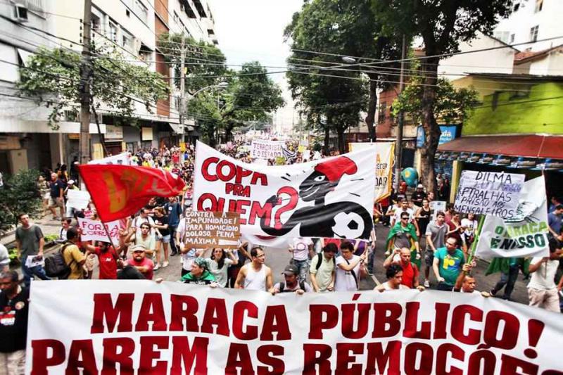 "Maraca in öffentliche Hand! Stoppt die Räumungen!" Proteste gegen die Privatisierung des Maracanã-Stadions und die Zwangsräumungen