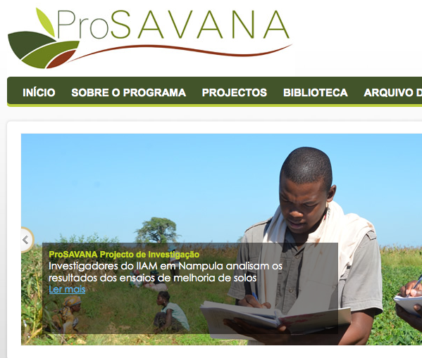 Homepage von "ProSavana"