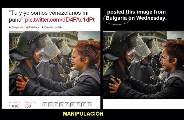 "Wir zwei sind Venezolaner", steht über dem Bild - das aus Bulgarien stammt