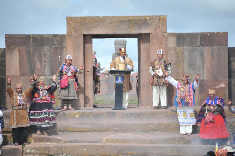 Nach diesen fünf Ritualen hält Morales eine Ansprache an die Nation