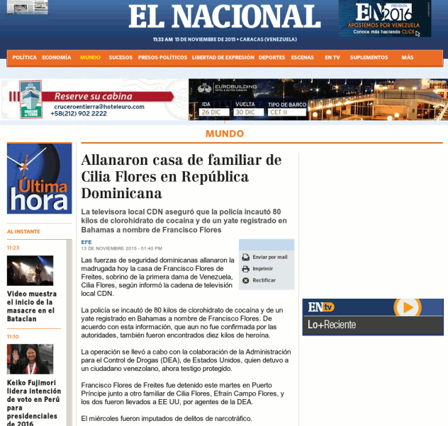 Auch die venezolanische Tageszeitung El Nacional übernahm die EFE-Meldung