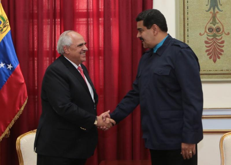 Unasur-Generalsekretär Ernesto Samper sicherte Präsident Maduro bei seinem Besuch am Mittwoch in Caracas Unterstützung zu