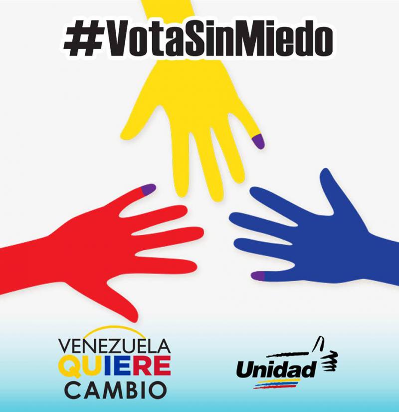 MUD-Wahlplakat: "Wähle ohne Angst - Venezuela will den Wandel" ist das Motto der Kampagne