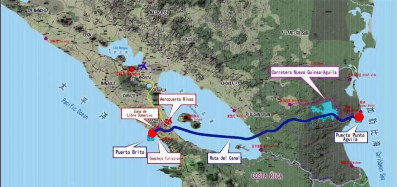 Die geplante Route des interozeanischen Kanals