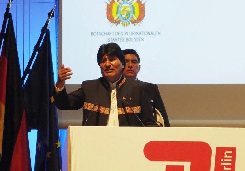 Evo Morales am 4. November 2015 an der Technischen Universität Berlin