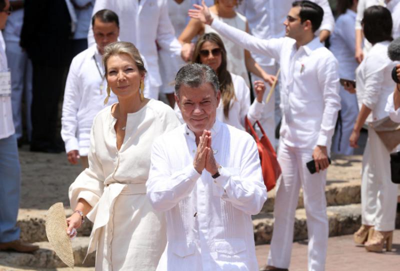 Santos auf dem Weg zur Unterzeichnung des Friedensabkommens in Cartagena de Indias