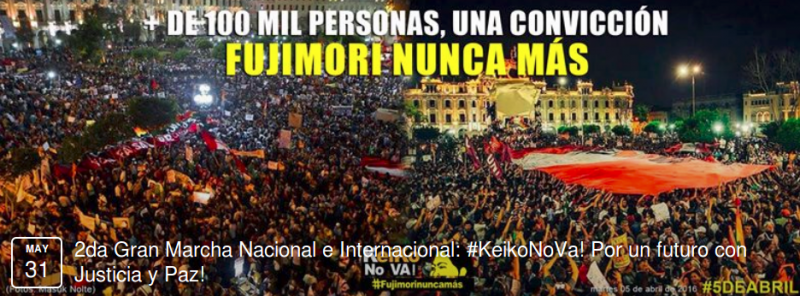 Das Bündnis "Keiko no va" ruft auch in den sozialen Netzwerken zur Demonstration am 31. Mai in Lima auf