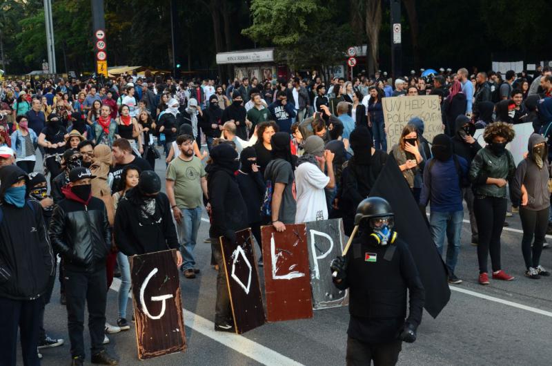 Demonstration gegen die Regierung Temer in São Paulo am 7.September