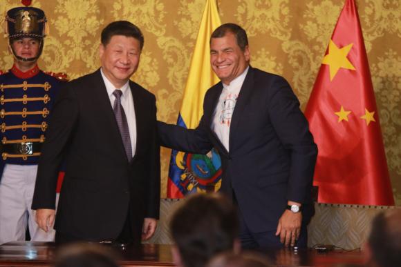 Die Präsidenten von China, Xi Jinping und Ecuador, Rafael Correa