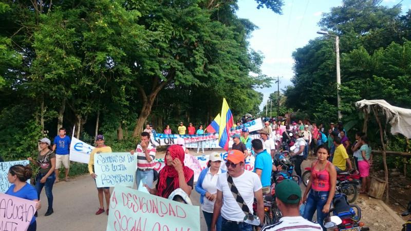 Protest gegen den kolumbianischen Ölkonzern Ecopetrol im Department Cesar