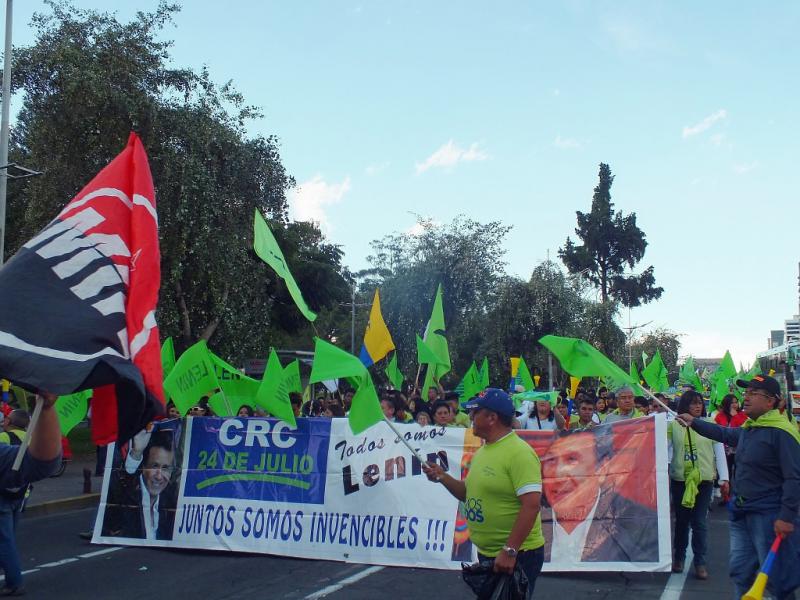 Alianza País-Anhänger demonstrieren ihre Untersützung für Lenín Moreno. Am 19. Februar finden in Ecuador Präsidentschafts- und Parlamentswahlen statt