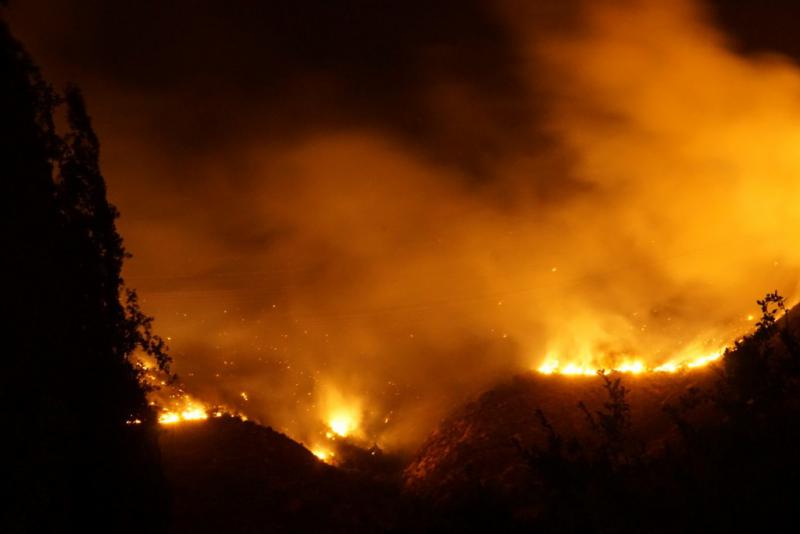 Waldbrand in der Gemeine Pirque, in Santiago de Chile