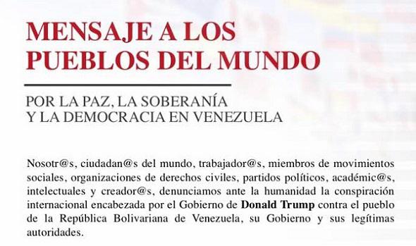 Aufruf zum weltweiten Kongresses "Wir alle sind Venezuela"