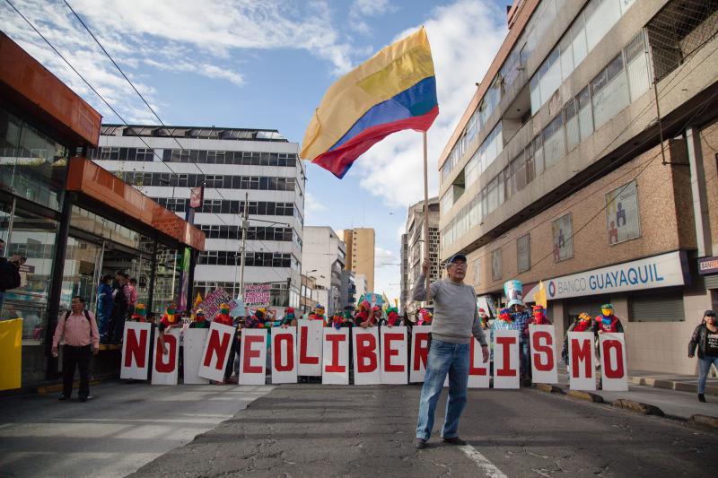 "Nein zum Neoliberalismus" - Protest in Quito, Ecuador