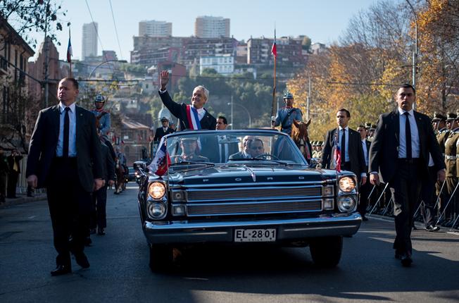 Chiles Präsident Sebastian Piñera am 1. Juni auf dem Weg zum Kongress