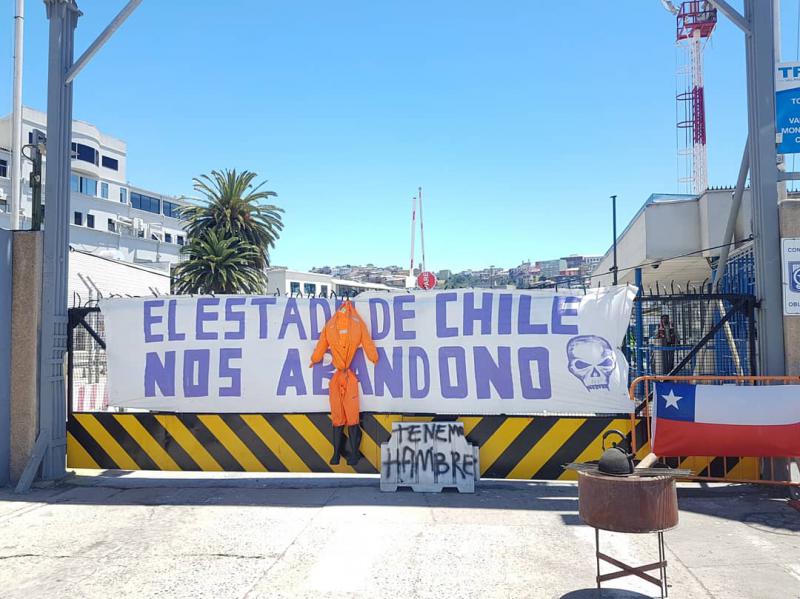 Hafenarbeiter im chilenischen Valparaíso im Streik. "Der chilenische Staat lässt uns im Stich. Wir haben Hunger"