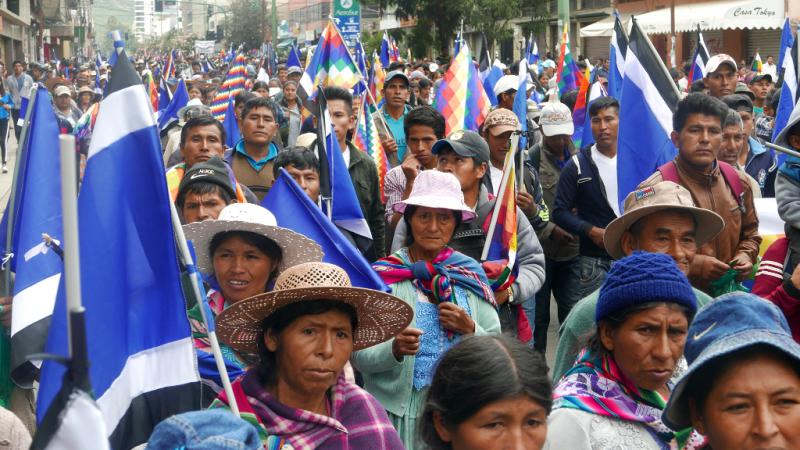 Demonstration in Cochabamba zur Unterstützung von Präsident Evo Morales
