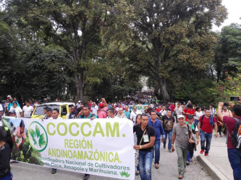 Kokabauern in Kolumbien protestieren für ihre Rechte und die Umsetzung des Friedensabkommens