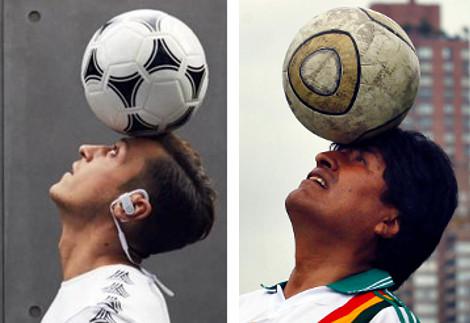 Für ein Fußball ohne Rassismus: Boliviens Präsident Evo Morales und Mezut Özil (Kollage)