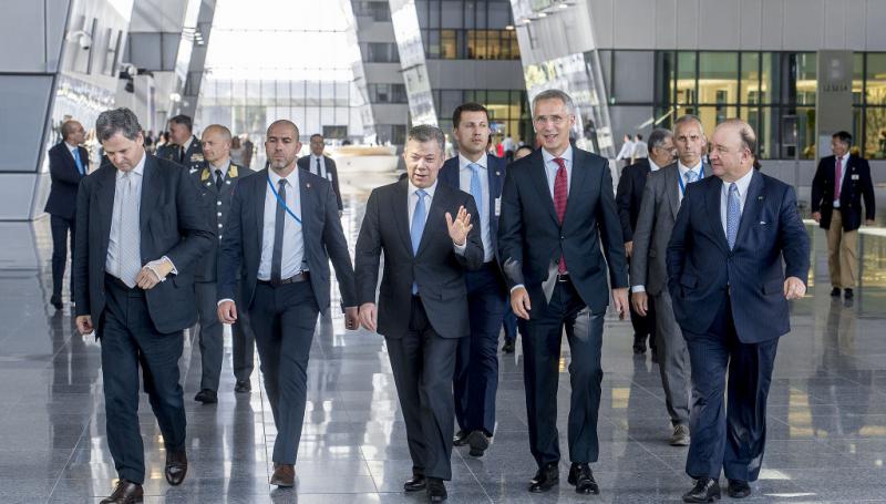"Wir teilen gemeinsame Werte und Interessen": Nato-Generalsekretär Stoltenberg und Kolumbiens Präsident Santos am Donnerstag in Brüssel