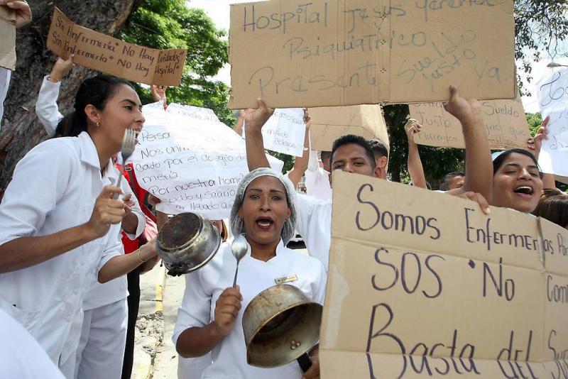 Seit mehr als zwei Wochen im Streik für existenzsichernde Löhne: Gesundheitspersonal in Venezuela