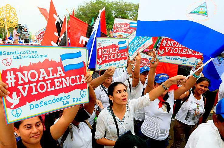 Sandinistas demonstrierten am 9. Mai erneut gegen die Ǵewalt kleiner regierungsfeindlicher Gruppen in Nicaragua