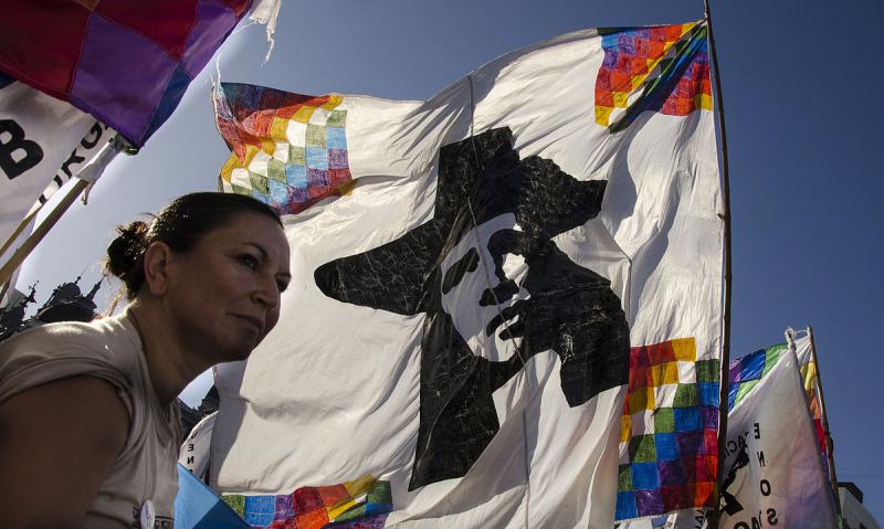Kundgebung von Tupac Amaru in Jujuy, Argentinien, für die Freilassung von Milagro Sala (Januar 2016)