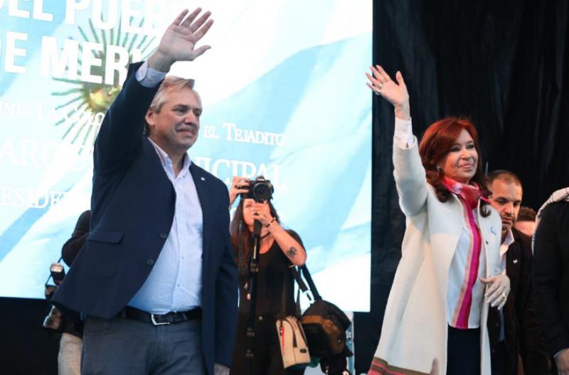 Erster gemeinsamer Auftritt des Kandidatenduos Fernández-Fernández am Samstag in Merlo, Provinz Buenos Aires