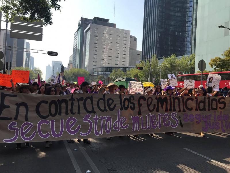 "Gegen Feminizide und Frauenentführungen". Demonstration in Mexiko-Stadt (2.2.2019)