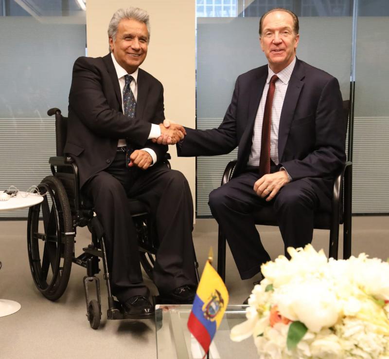 Der ecuadorianische Präsident Lenín Moreno hat vom neuen Weltbank-Chef David Malpass Zusagen über weitere Kredite für sein Land bekommen