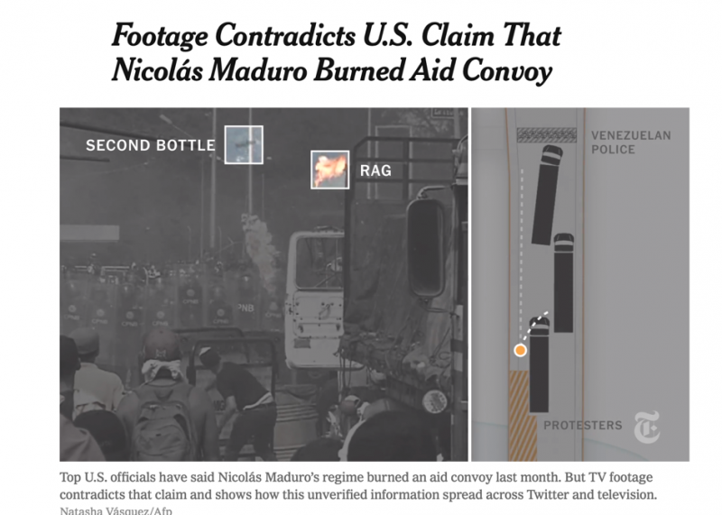 Das Video der New York Times zeigt den Moment, in dem ein Molotow-Cocktail den LKW in Brand setzt