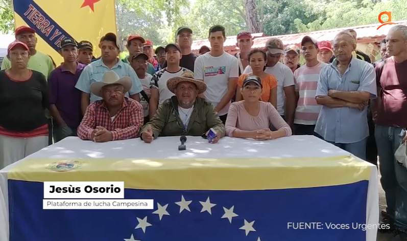 Jesús Osorio, ein Sprecher der Plataforma de Lucha Campesina, kritisierte in einem Video die Polizeiaktion scharf (Screenshot)