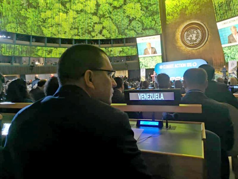 Venezuelas Außenminister Arreaza bei der Eröffnung des UN-Klimagipfels durch Generalsekretär Guterres am Montag