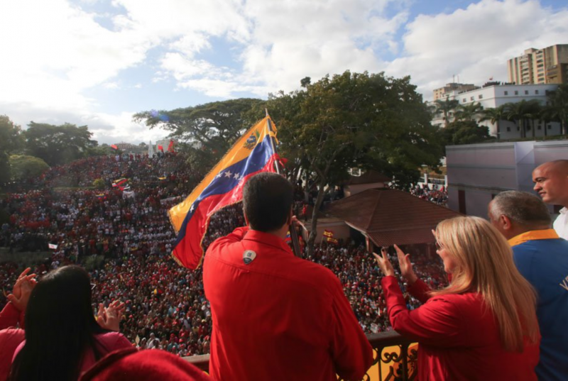 Präsident Maduro am Mittwoch vor Anhängern in Caracas, Venezuela