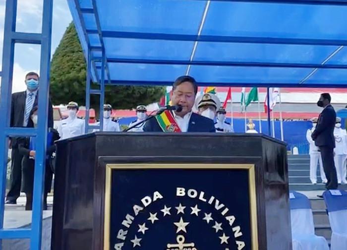 Boliviens Präsident Luis Arce mahnte bei seiner Ansprache die Streitkräfte, sich an die Verfassung zu halten