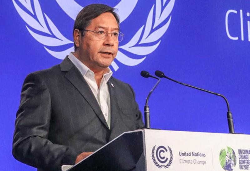 Boliviens Präsident Luis Acre macht sich auf dem Weltklimagipfel in Glasgow für Klimagerechtigkeit stark