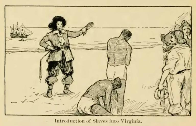 Aus einem US-Geschichtsbuch von 1903: "Im Jahr 1619 wurden Schwarze nach Jamestown gebracht und als Sklaven verkauft“