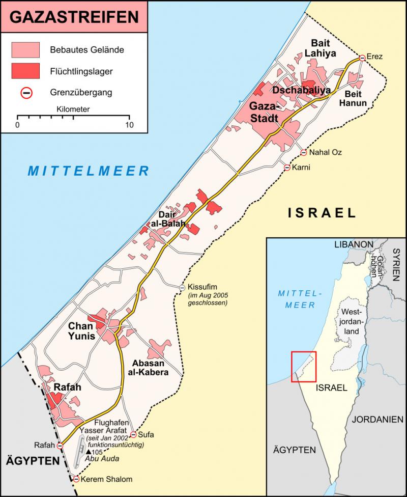 Karte des Gaza-Streifens