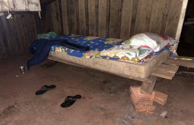 Unterkunft für versklavte Arbeiter auf einem ländlichen Anwesen in Bela Vista im Pantanal, Bundesstaat Mato Grosso do Sul