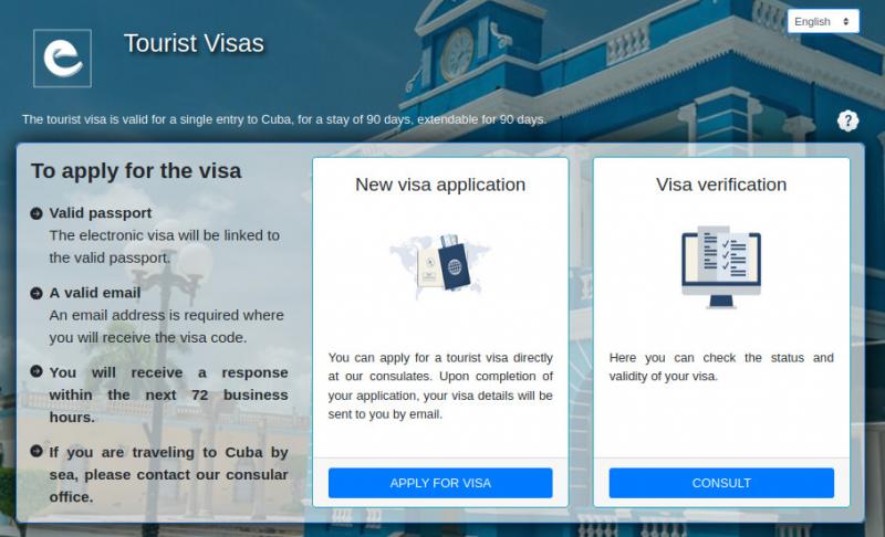 Webseite für das E-Visum