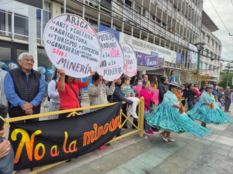 Protest gegen den Bergbau in Arica am 18. Juni