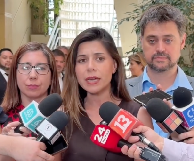 Die Abgeordneten Sierra Daniele Cicardini (mitte) und Daniel Manouchehri (rechts) haben in Chile eine Untersuchung der Angelegenheit angekündigt