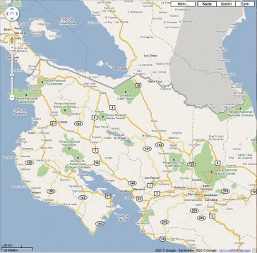 Grenze zwischen Nicaragua und Costa Rica bei Google-Maps