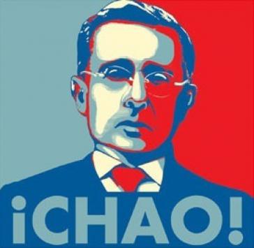 Plakat gegen Uribe